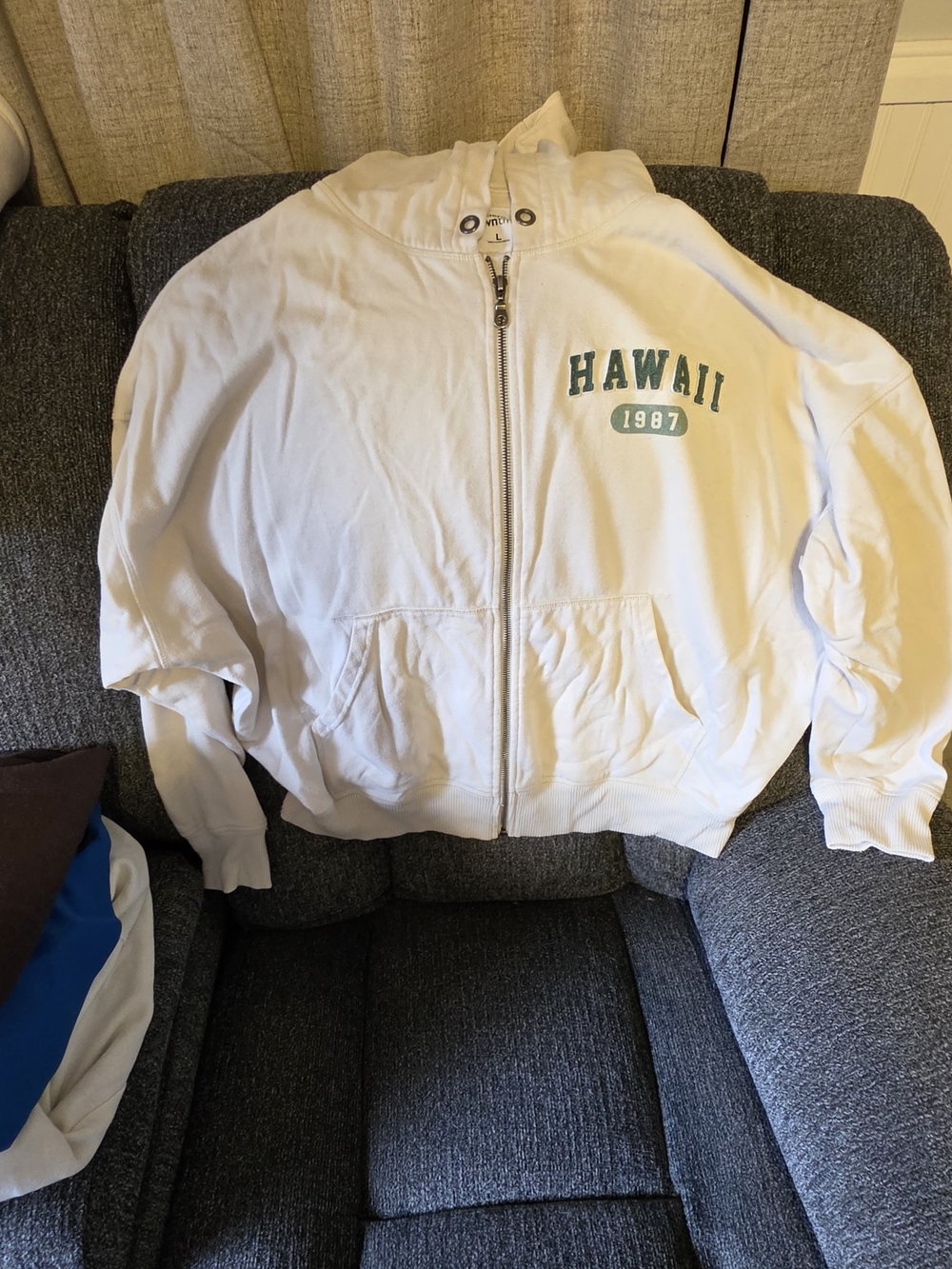 White 'Hawaii 1987' Zip-Up Hoodie